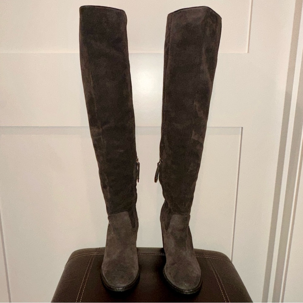 Dolce Vita Charcoal Suede Over-the-Knee Boots, Size 8.5